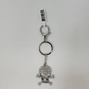 Rhinestone Skull and Cross Bone Key Chain Key Ring and Hook fastener